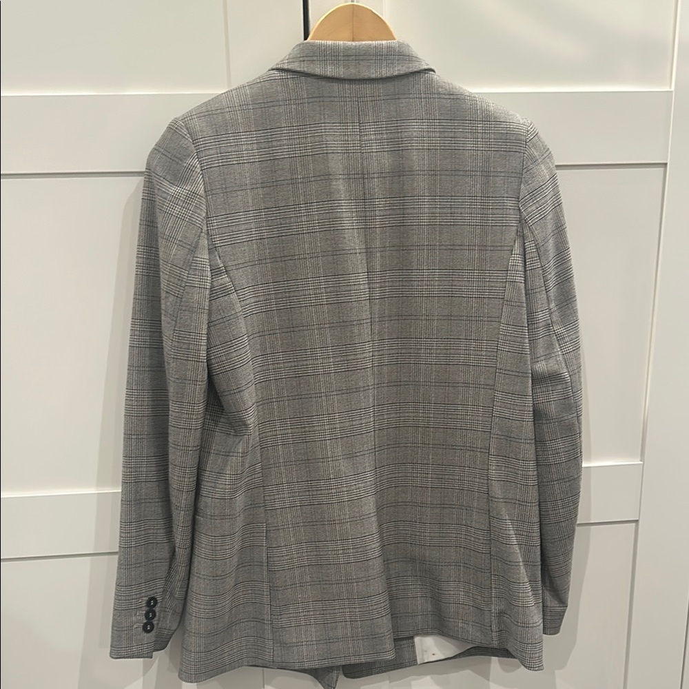 Gray Plaid Double-Breasted Blazer - image 5